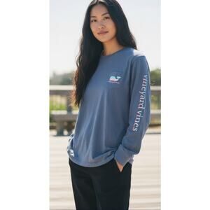 Vineyard Vines Long Sleeve Blue Logo T-Shirt size Large